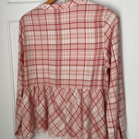Carve Designs pink plaid flannel peplum top - Picture 4 of 4